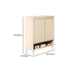 Cream White Wood Shoe Cabinet with Shoe Lattice