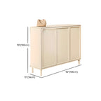 Cream White Wood Shoe Cabinet with Shoe Lattice