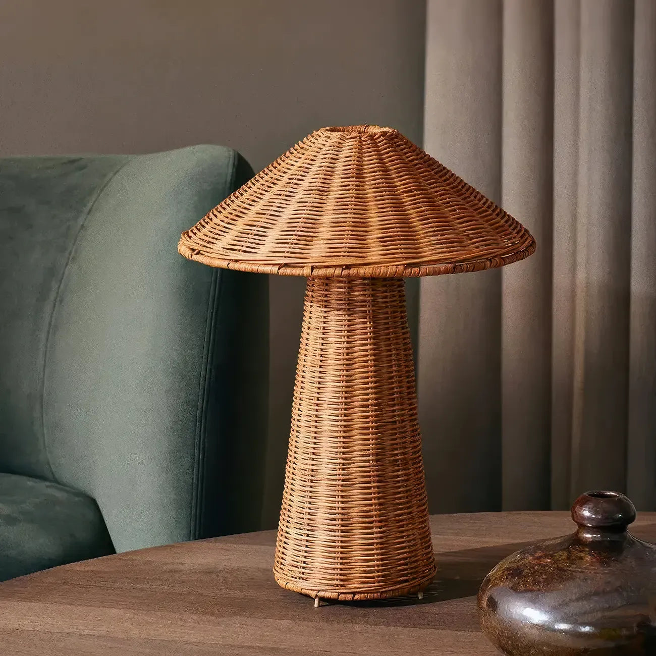 Tropical Natural Rattan Led Table Lamp for Bedroom