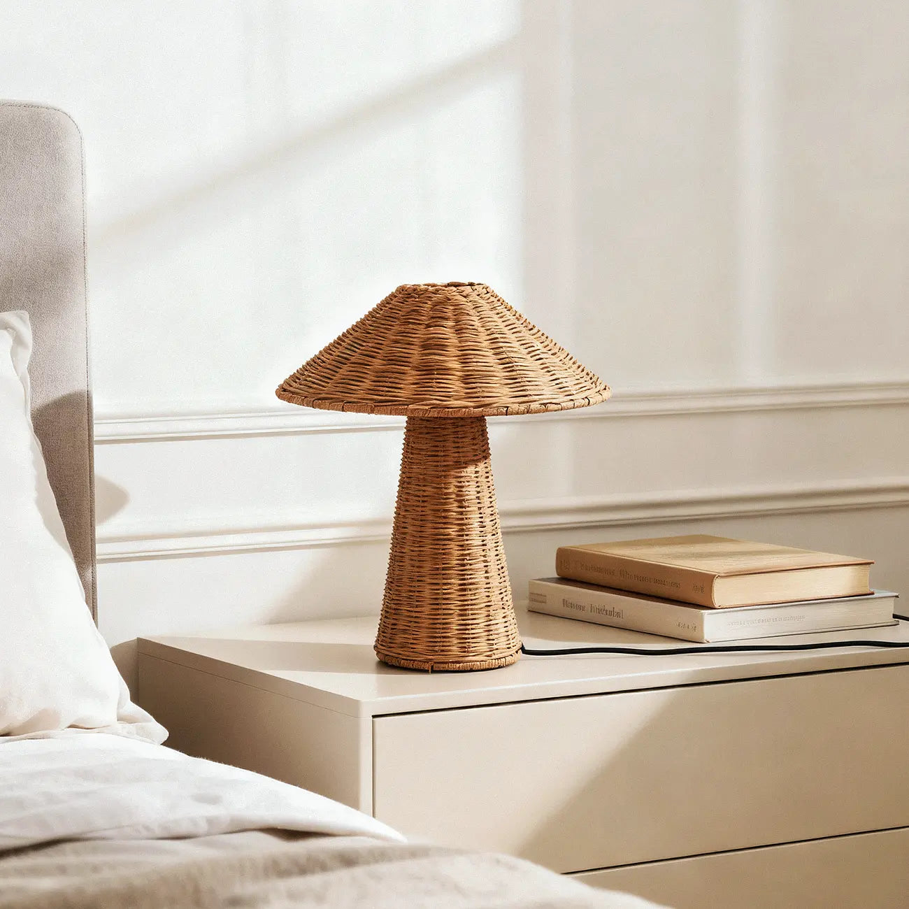 Tropical Natural Rattan Led Table Lamp for Bedroom