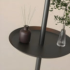 63 Black Metal Modern Floor Lamp with Shelf & LED Light