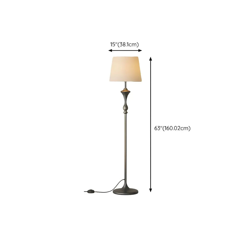 63 Black Metal Modern Floor Lamp with Shelf & LED Light