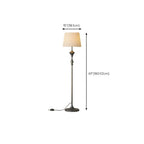 63 Black Metal Modern Floor Lamp with Shelf & LED Light