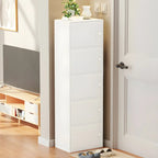 Modern White Tall Shoe Cabinet with Adjustable Shelves