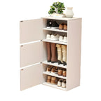 Modern White Tall Shoe Cabinet with Adjustable Shelves