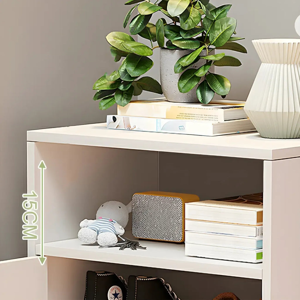 Modern White Tall Shoe Cabinet with Adjustable Shelves