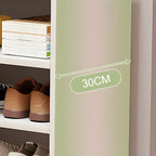 Modern White Tall Shoe Cabinet with Adjustable Shelves