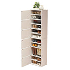 Modern White Tall Shoe Cabinet with Adjustable Shelves