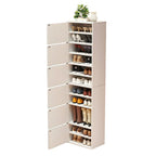 Modern White Tall Shoe Cabinet with Adjustable Shelves