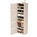 Modern White Tall Shoe Cabinet with Adjustable Shelves