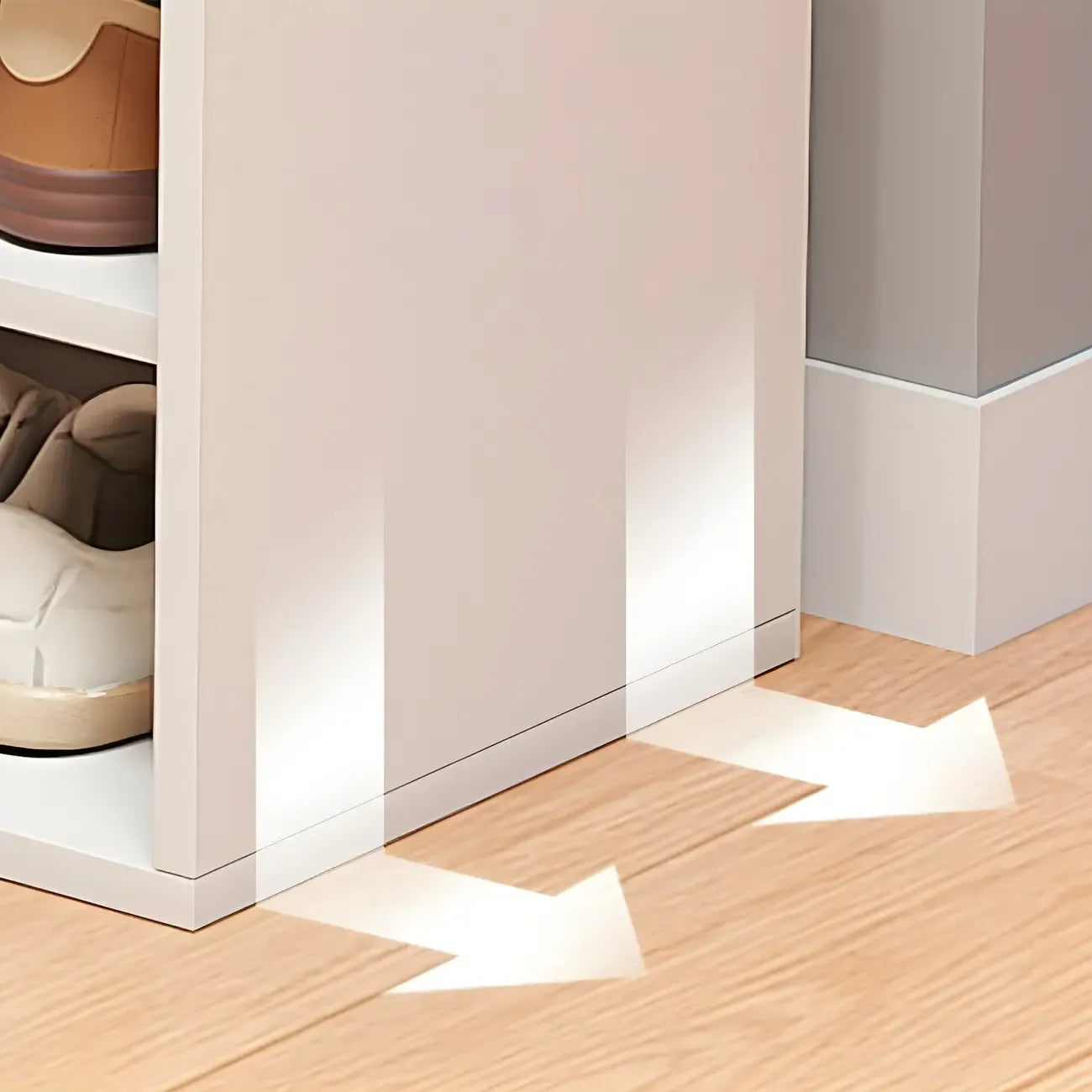 Modern White Tall Shoe Cabinet with Adjustable Shelves