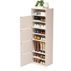 Modern White Tall Shoe Cabinet with Adjustable Shelves