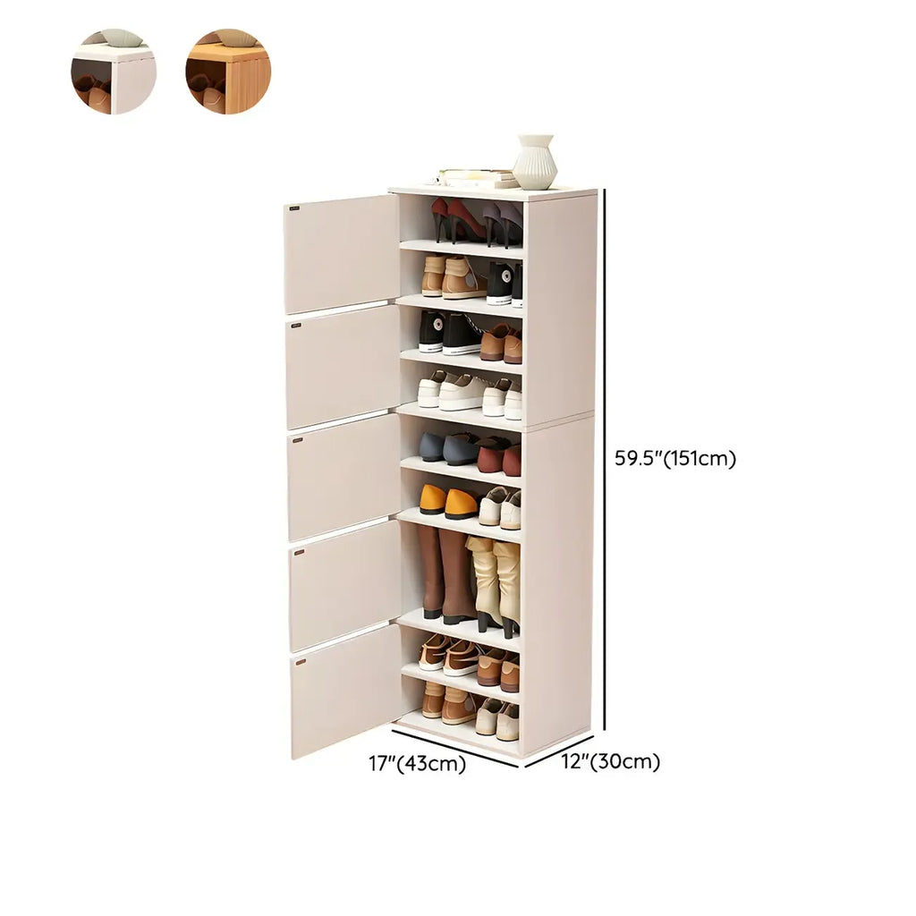 Modern White Tall Shoe Cabinet with Adjustable Shelves