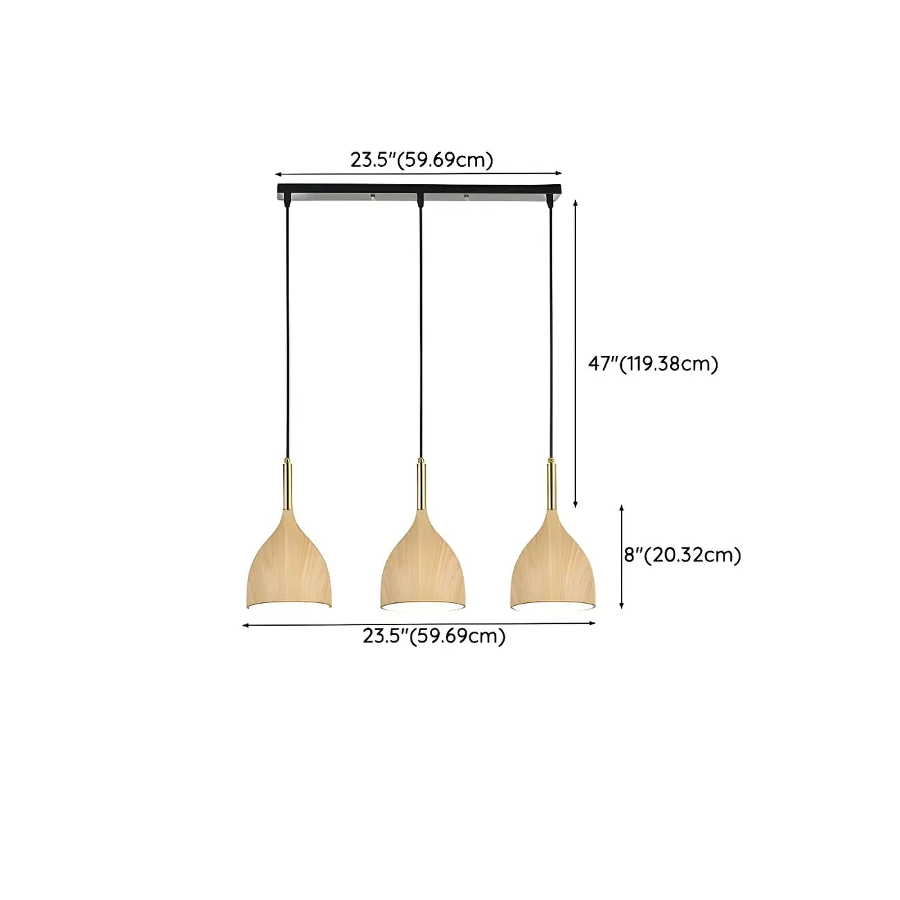 3-Light Modern Adjustable Length Island Pendant Light for Kitchen