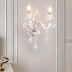 Vintage Silver Candelabra Clear Crystal Wall Sconce