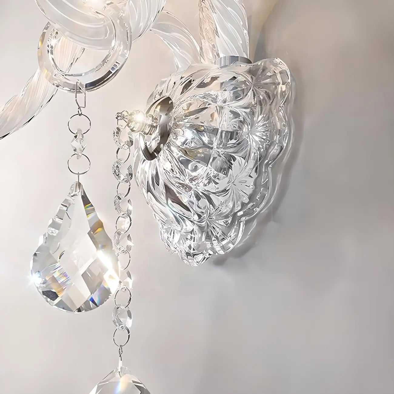 Vintage Silver Candelabra Clear Crystal Wall Sconce