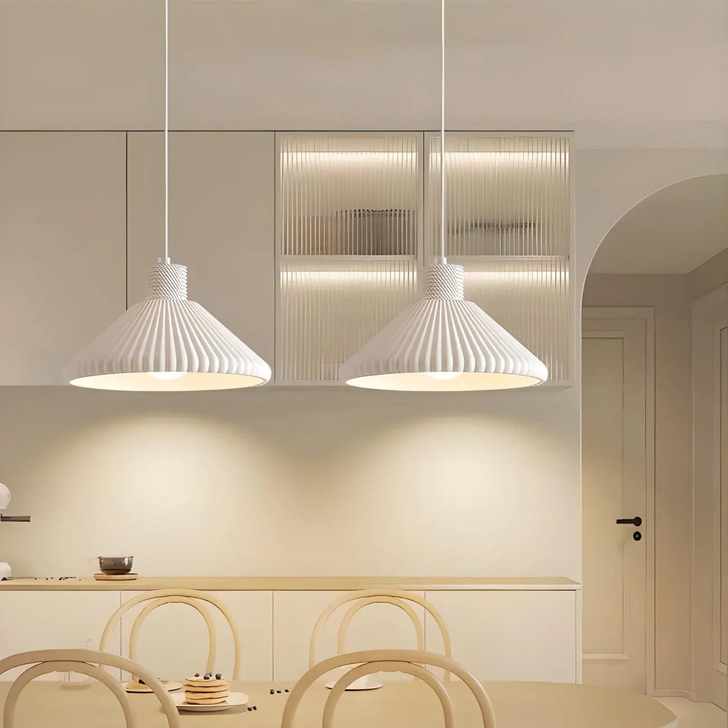 Modern Beige Cone Island Pendant Light Adjustable for Kitchen