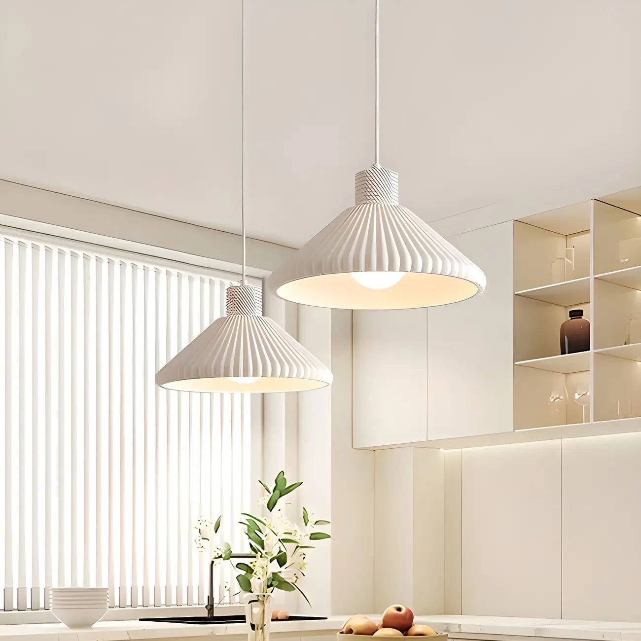 Modern Beige Cone Island Pendant Light Adjustable for Kitchen