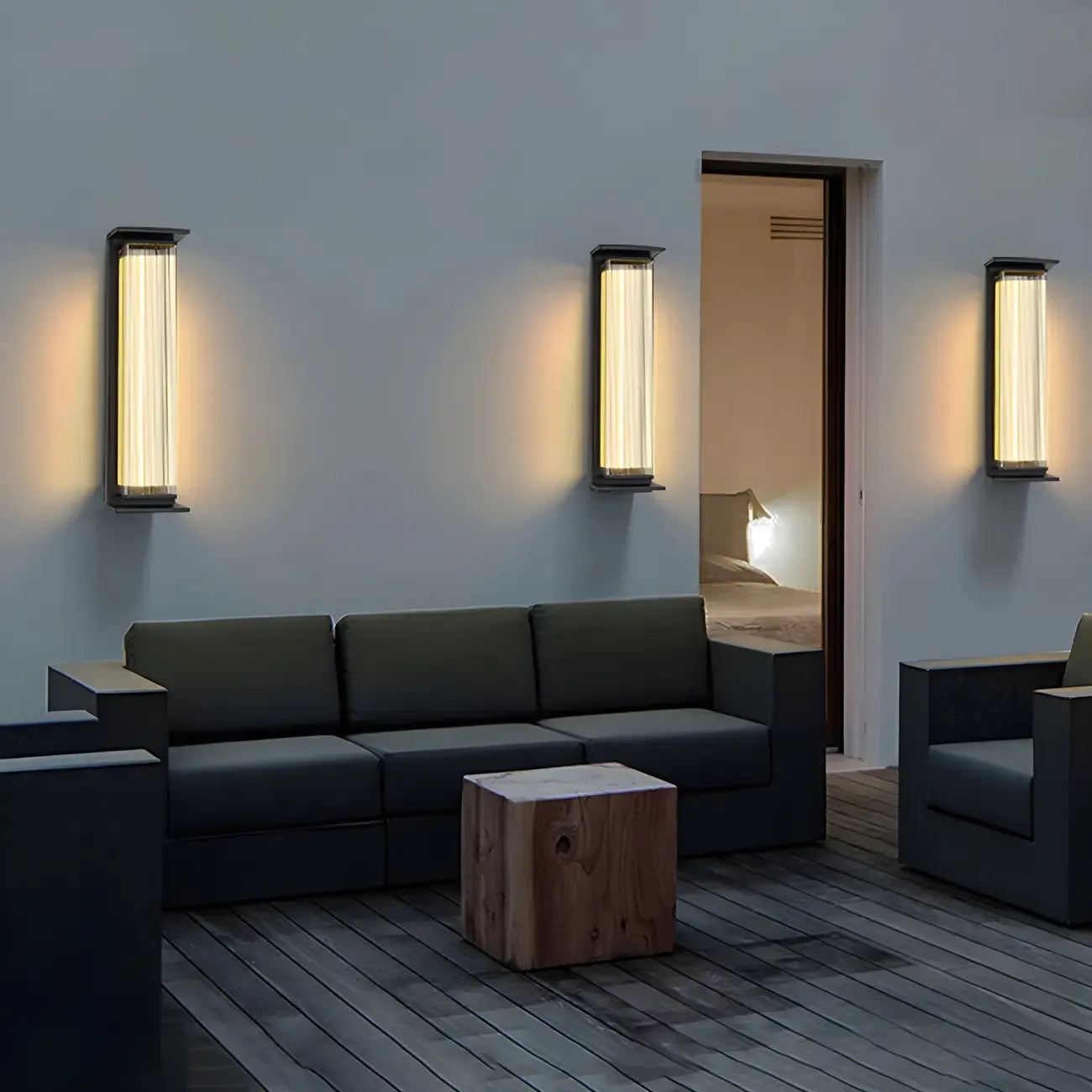 Modern Geometric Outdoor Steel LED Wall Light