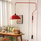 Elegant Geometric Red Swing Arm Wall Light for Dining Room