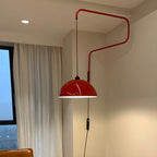 Elegant Geometric Red Swing Arm Wall Light for Dining Room
