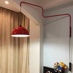Elegant Geometric Red Swing Arm Wall Light for Dining Room