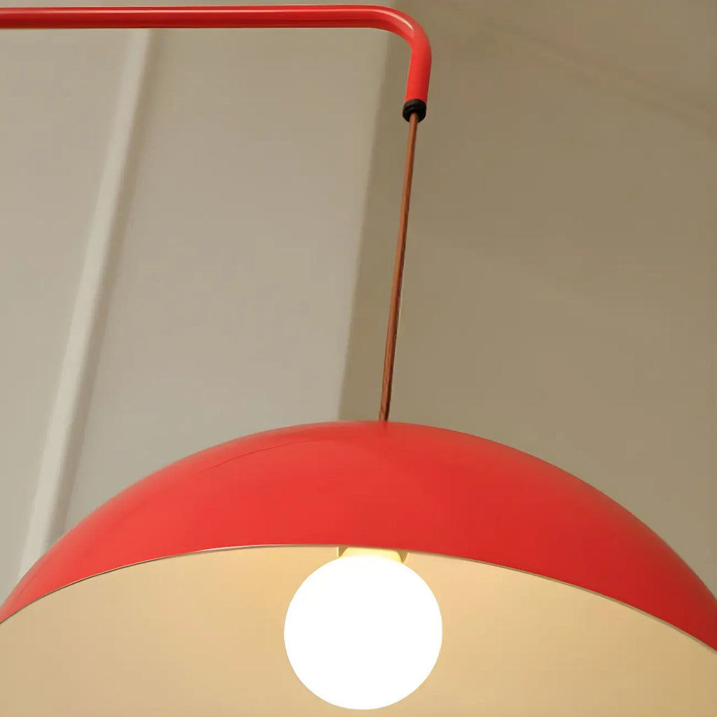 Elegant Geometric Red Swing Arm Wall Light for Dining Room