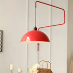 Elegant Geometric Red Swing Arm Wall Light for Dining Room
