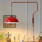 Elegant Geometric Red Swing Arm Wall Light for Dining Room