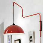 Elegant Geometric Red Swing Arm Wall Light for Dining Room