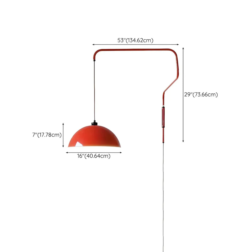 Elegant Geometric Red Swing Arm Wall Light for Dining Room