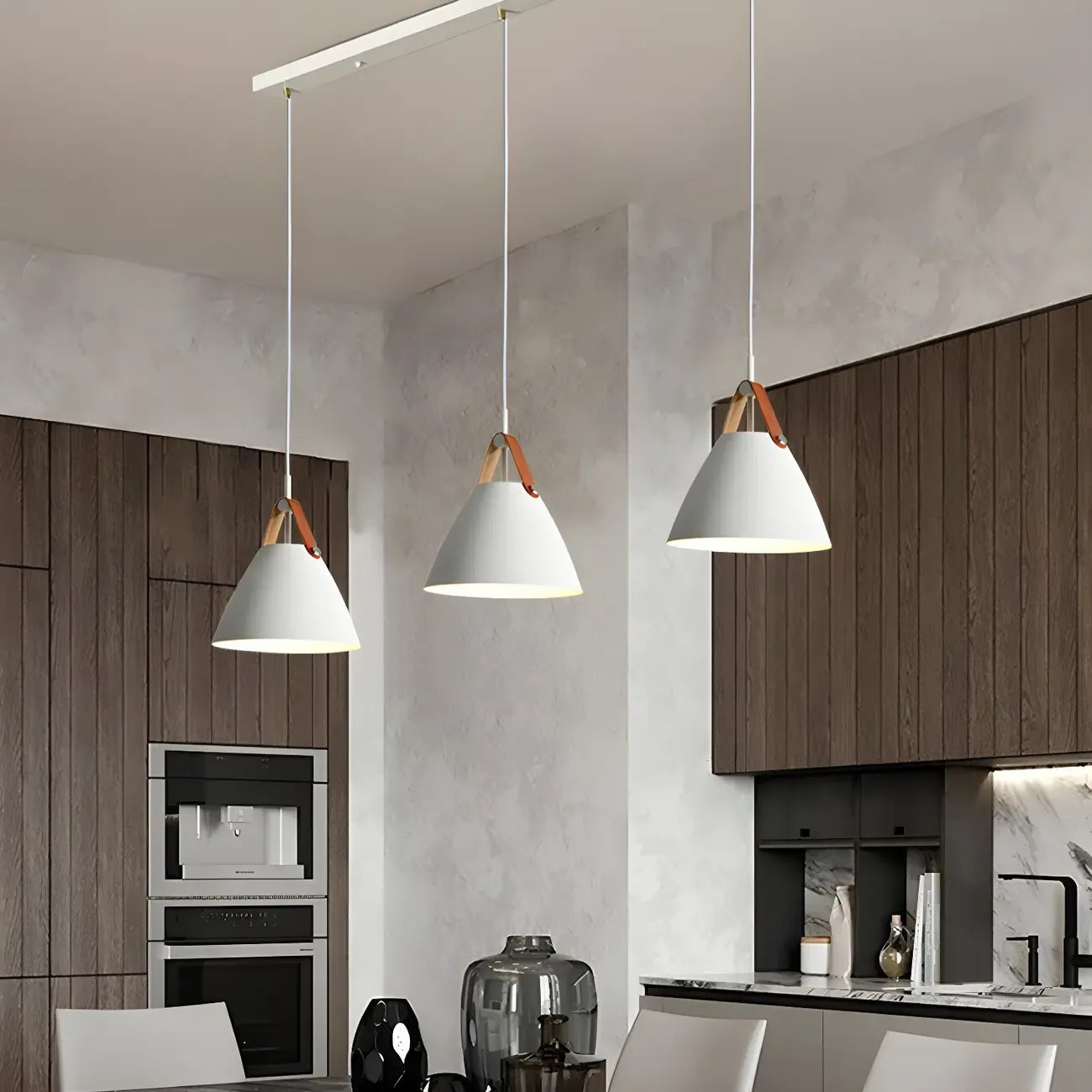 3-Light Modern White Metal Island Pendant Light for Kitchen