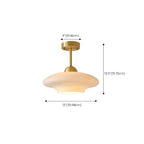 White Round Glass Shade Gold Semi Flush Ceiling Light