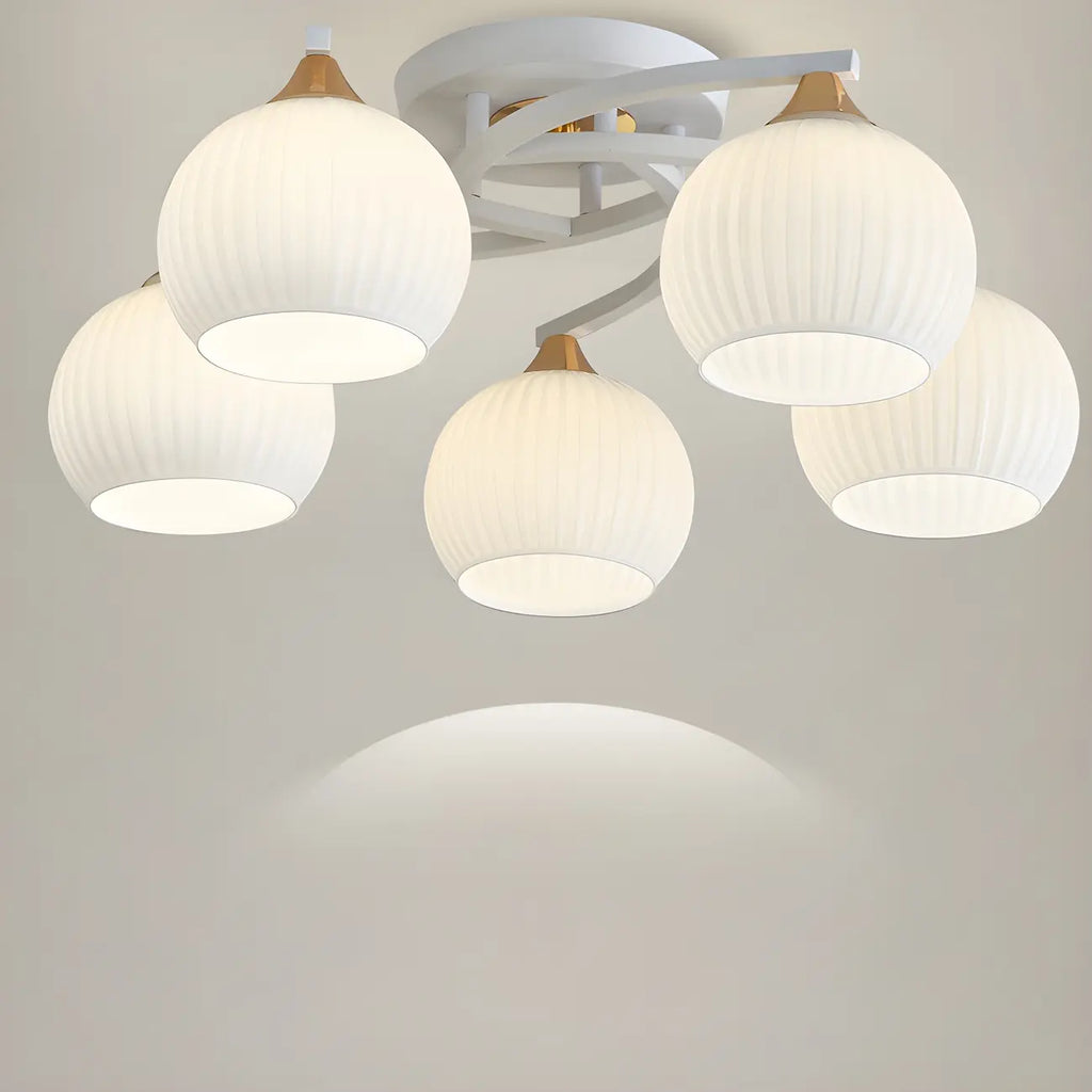 Minimalist White Glass Dome Semi Flush Ceiling Light