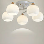 Minimalist White Glass Dome Semi Flush Ceiling Light
