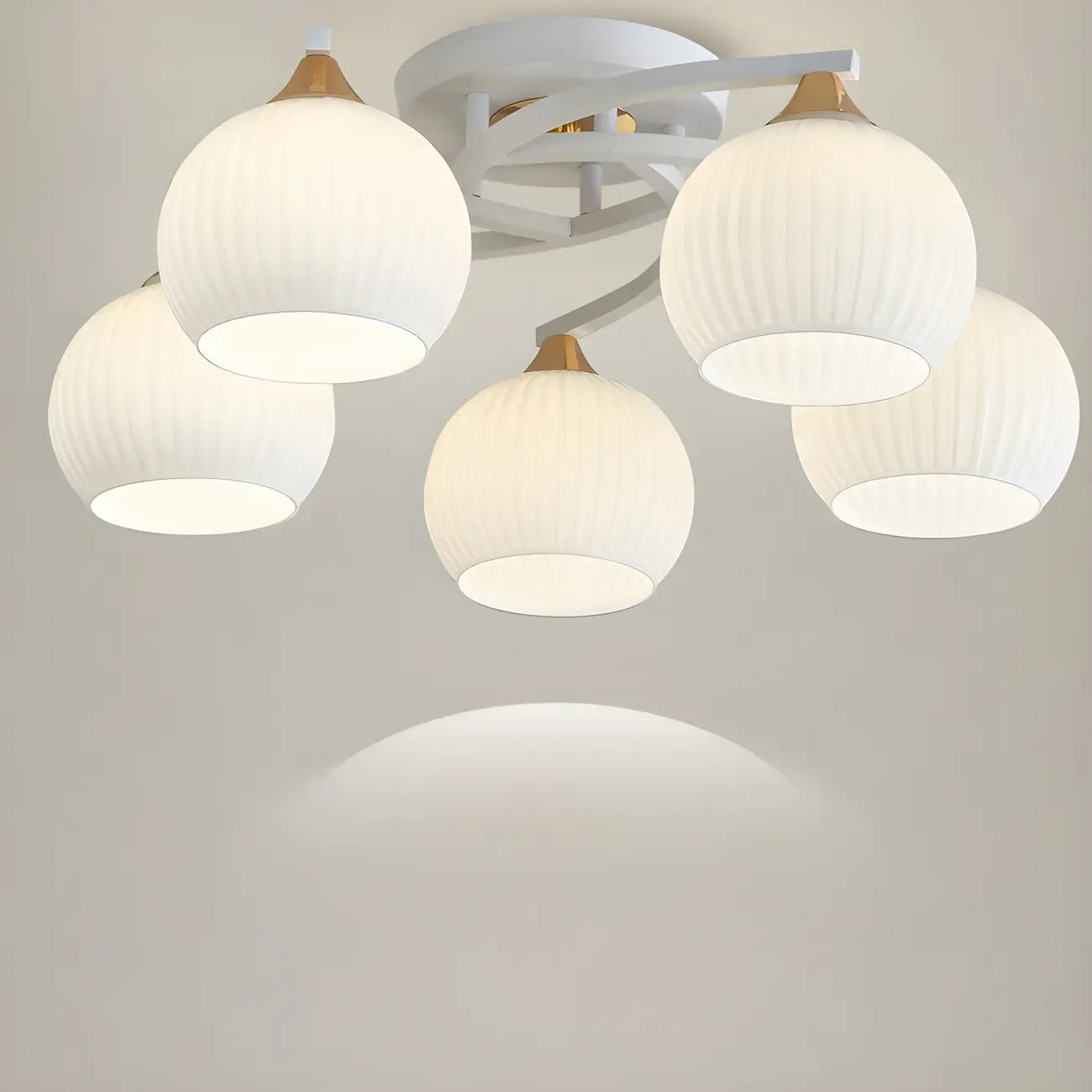 Minimalist White Glass Dome Semi Flush Ceiling Light
