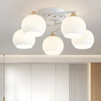 Minimalist White Glass Dome Semi Flush Ceiling Light