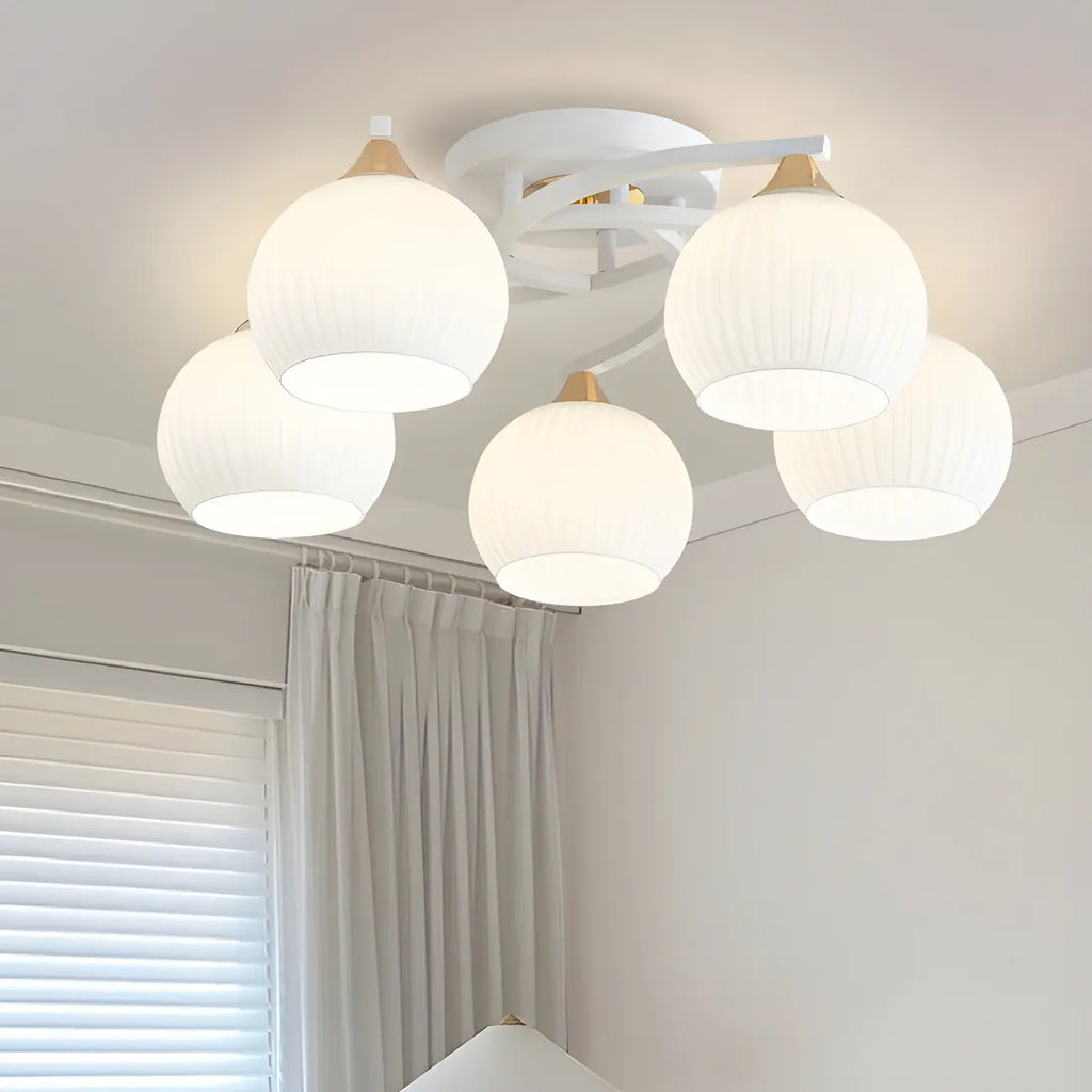 Minimalist White Glass Dome Semi Flush Ceiling Light