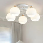 Minimalist White Glass Dome Semi Flush Ceiling Light
