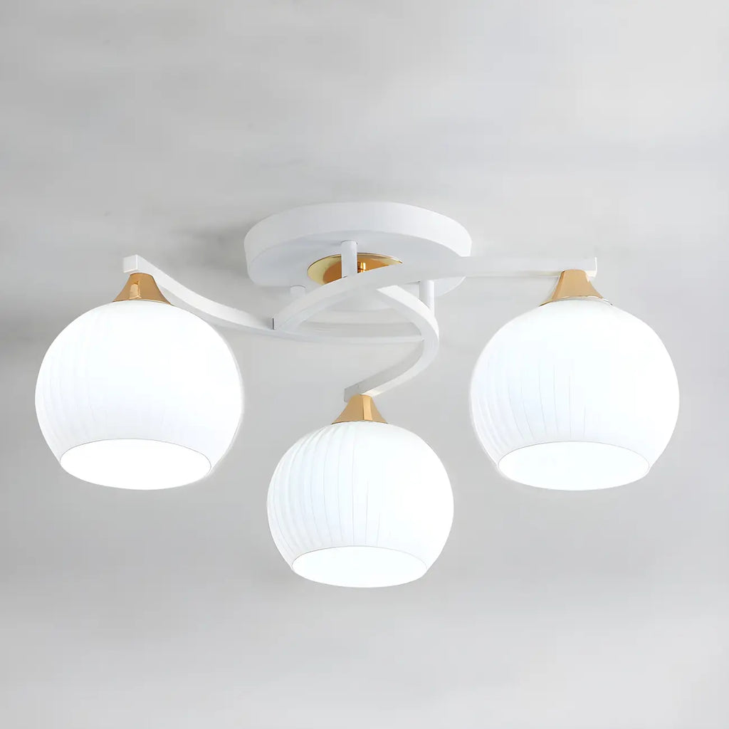 Minimalist White Glass Dome Semi Flush Ceiling Light