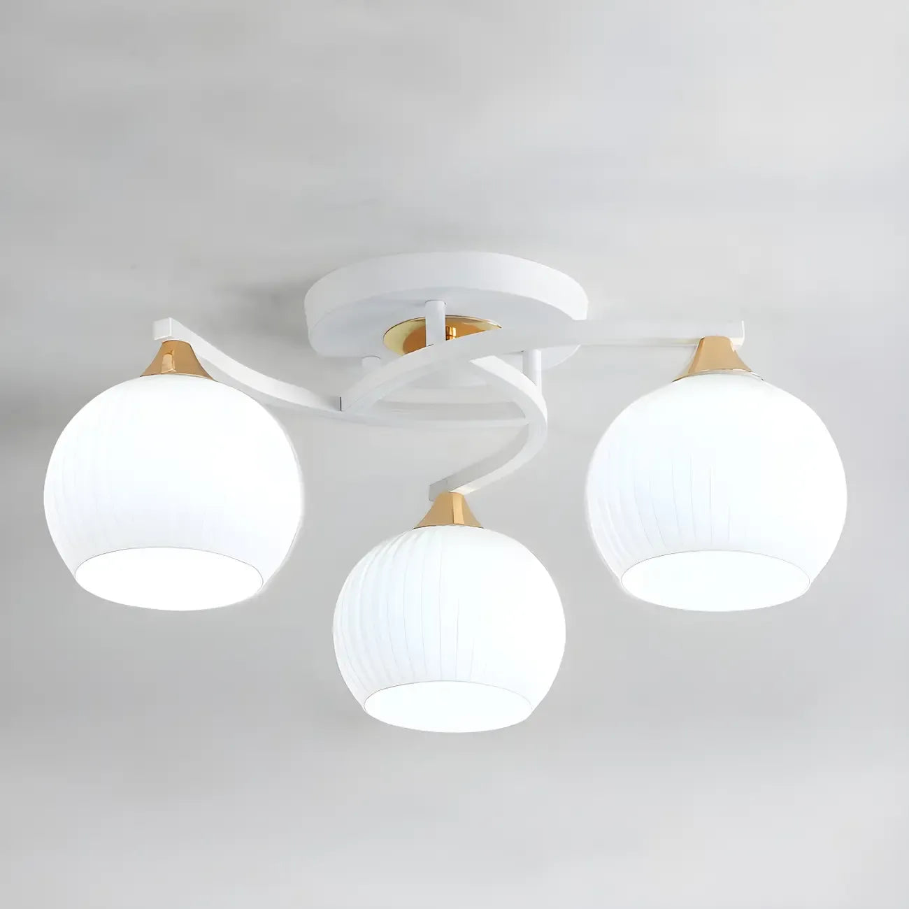 Minimalist White Glass Dome Semi Flush Ceiling Light