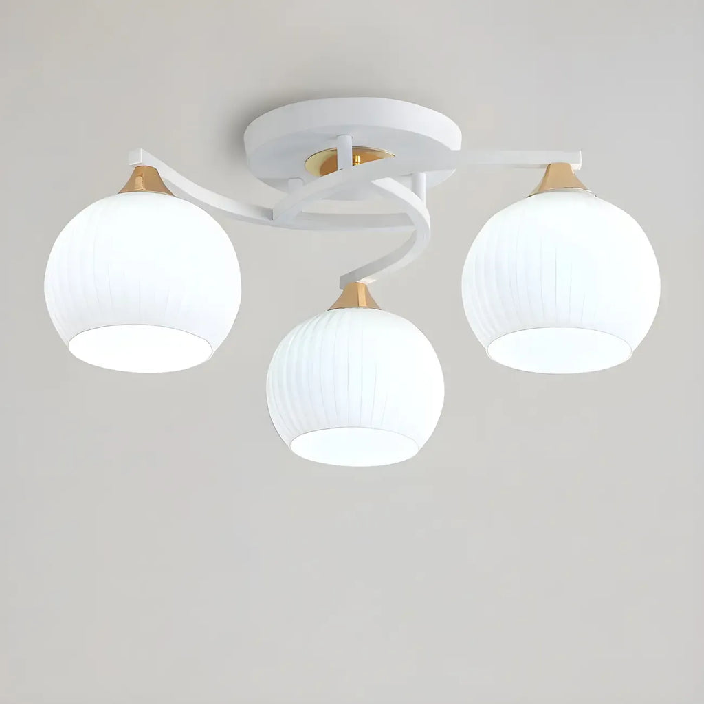 Minimalist White Glass Dome Semi Flush Ceiling Light