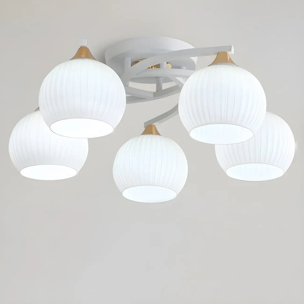Minimalist White Glass Dome Semi Flush Ceiling Light