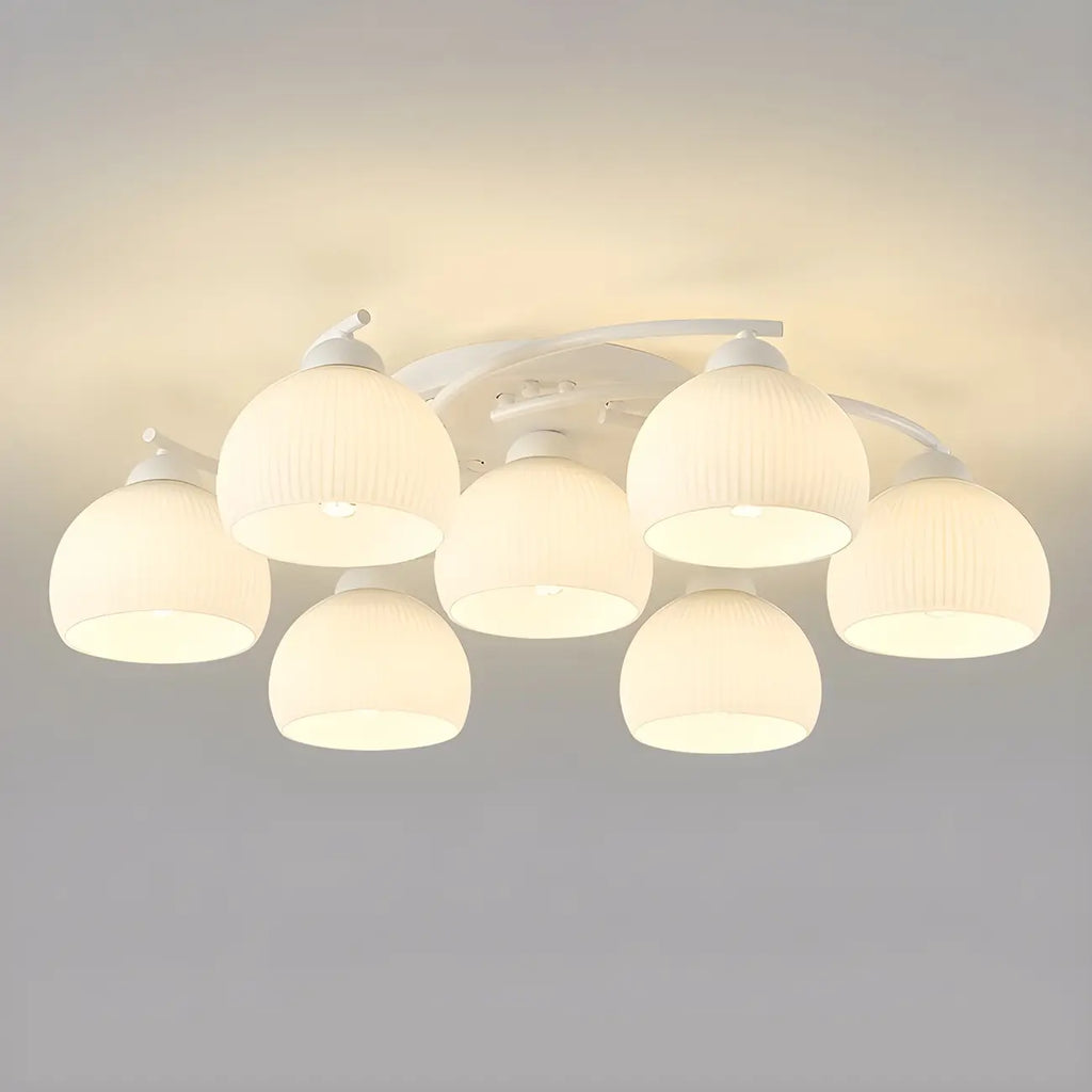 Minimalist White Glass Dome Semi Flush Ceiling Light