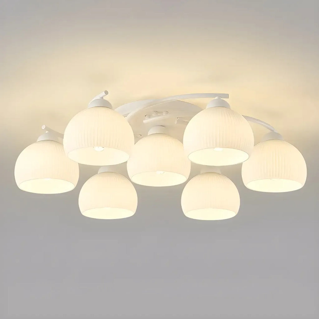 Minimalist White Glass Dome Semi Flush Ceiling Light