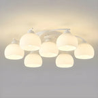Minimalist White Glass Dome Semi Flush Ceiling Light
