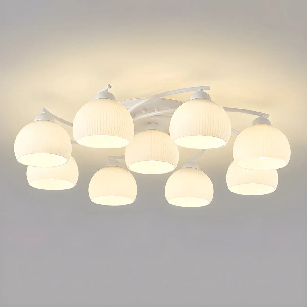 Minimalist White Glass Dome Semi Flush Ceiling Light