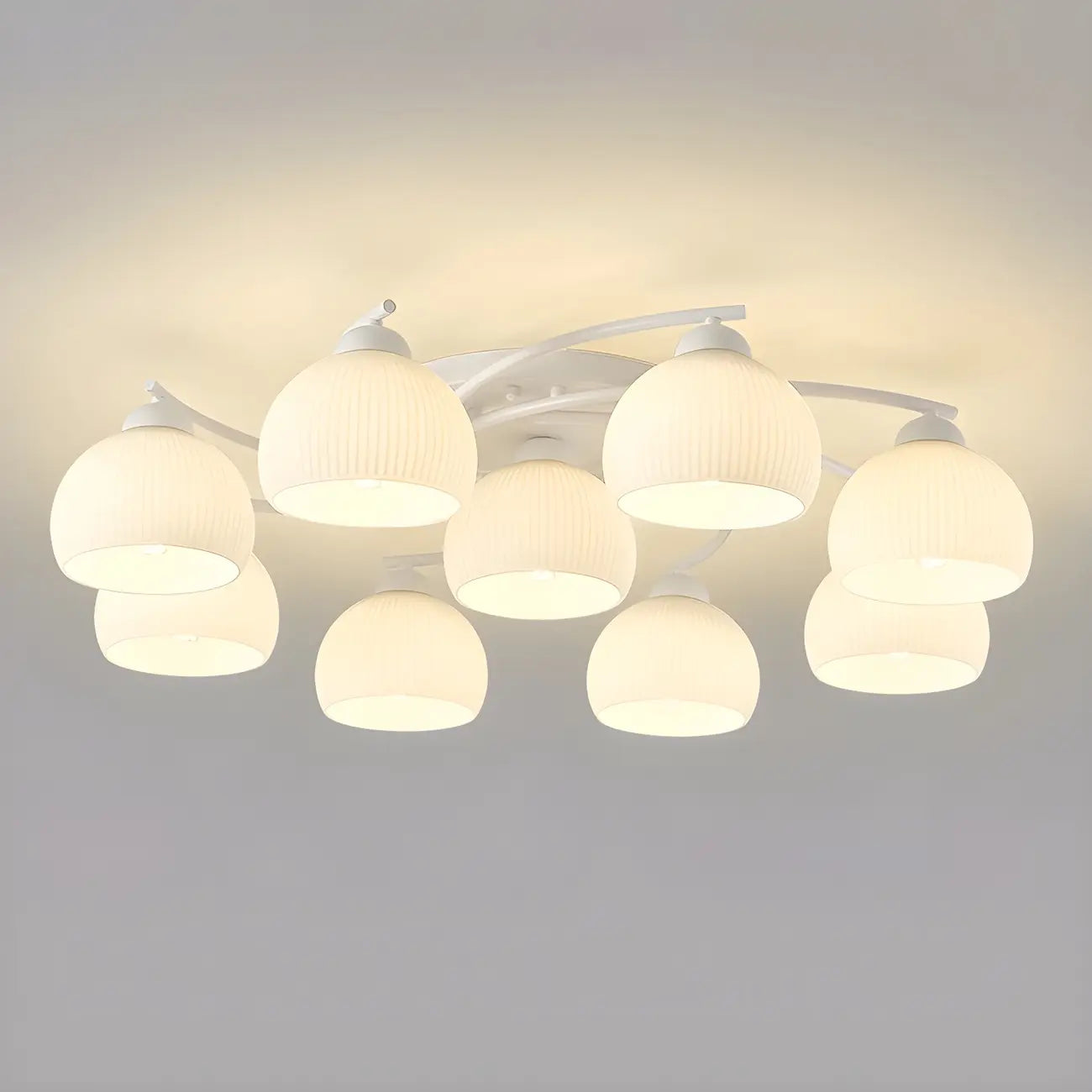 Minimalist White Glass Dome Semi Flush Ceiling Light
