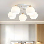 Minimalist White Glass Dome Semi Flush Ceiling Light
