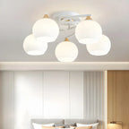 Minimalist White Glass Dome Semi Flush Ceiling Light